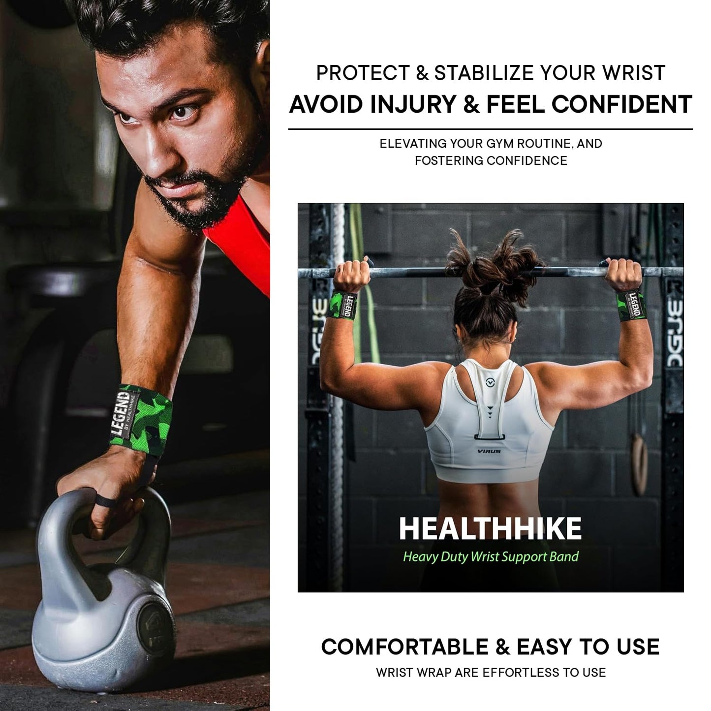 HealthHike Premium Wrist Support Band - Army Green