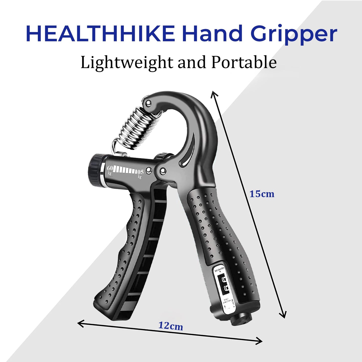 HealthHike Adjustable Hand Gripper with Counter - Black