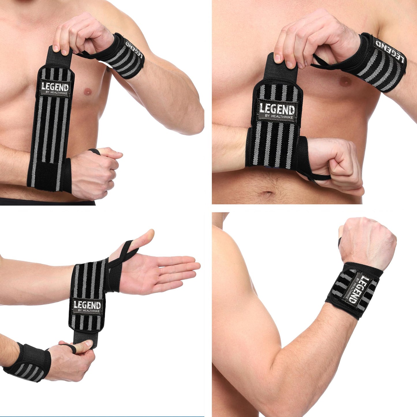 HealthHike Wrist Support Band for Gym - 4 Strip