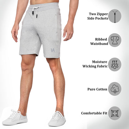 HealthHike NeoFlex Men's Regular Fit Cotton Shorts with Zipper Pocket - Comfortable Rich Solid Design Men's Shorts