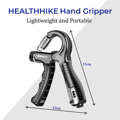 HealthHike Adjustable Hand Gripper with Counter - Black