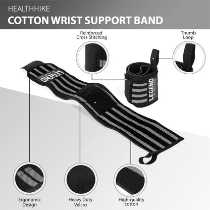 HealthHike Wrist Support Band for Gym - 4 Strip