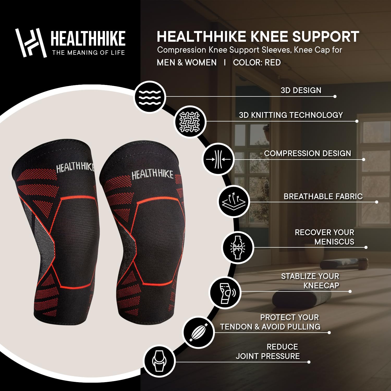 Knee Support Brace for Gym Running & Sports – HealthHikeHealthHike