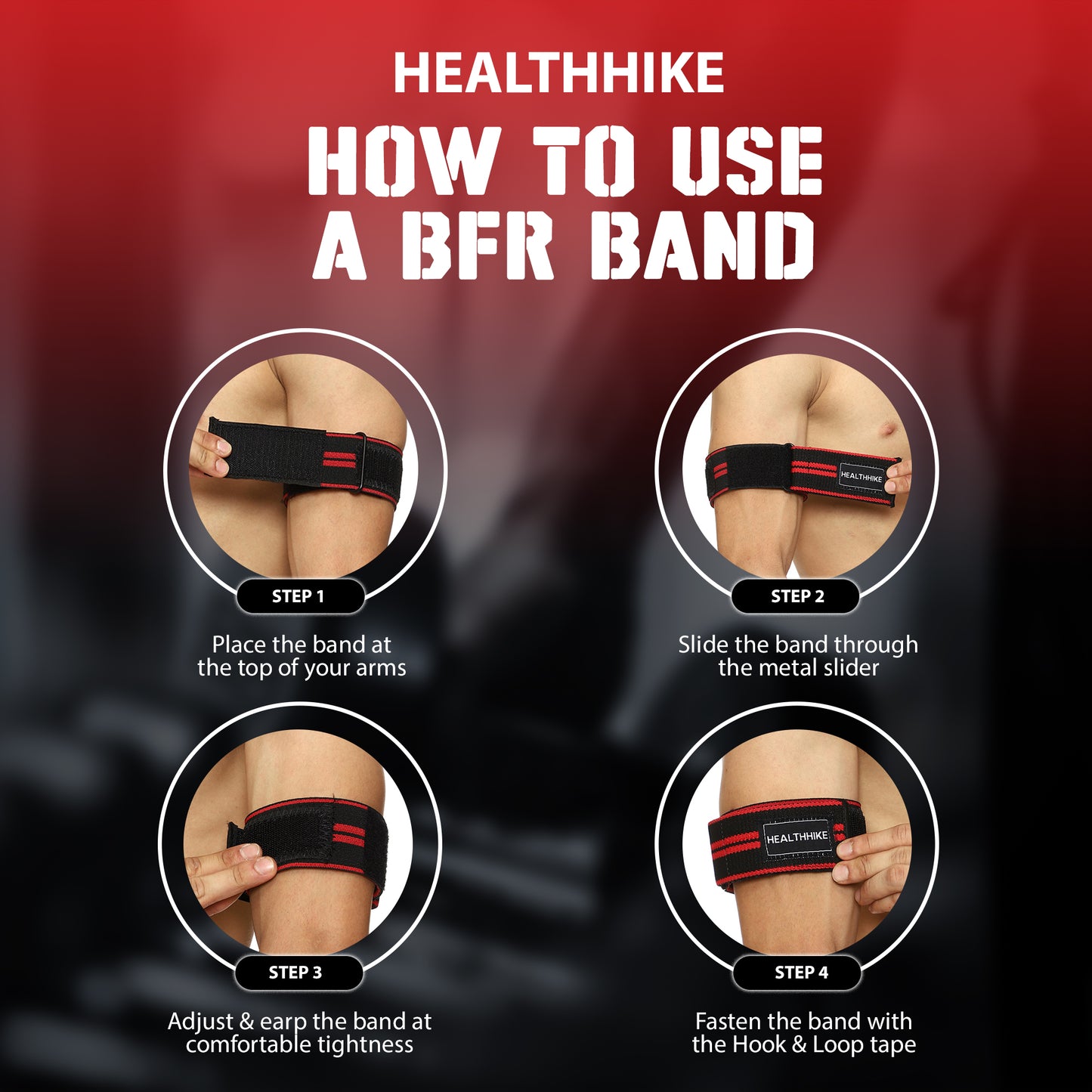 HealthHike Blood Flow Restriction Bands (BFR) for Arms Occlusion Training