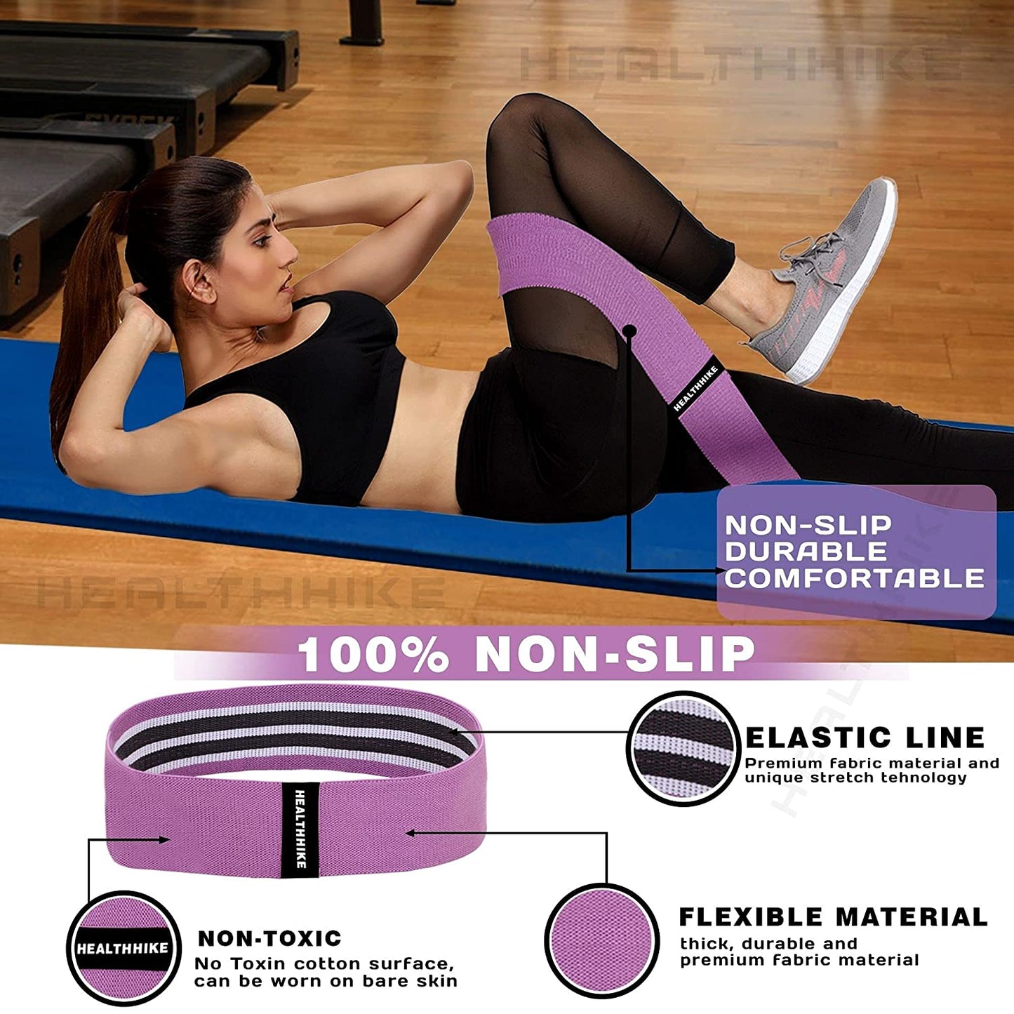 HealthHike Hip Loop Resistance Band for Glutes & Squats Exercise