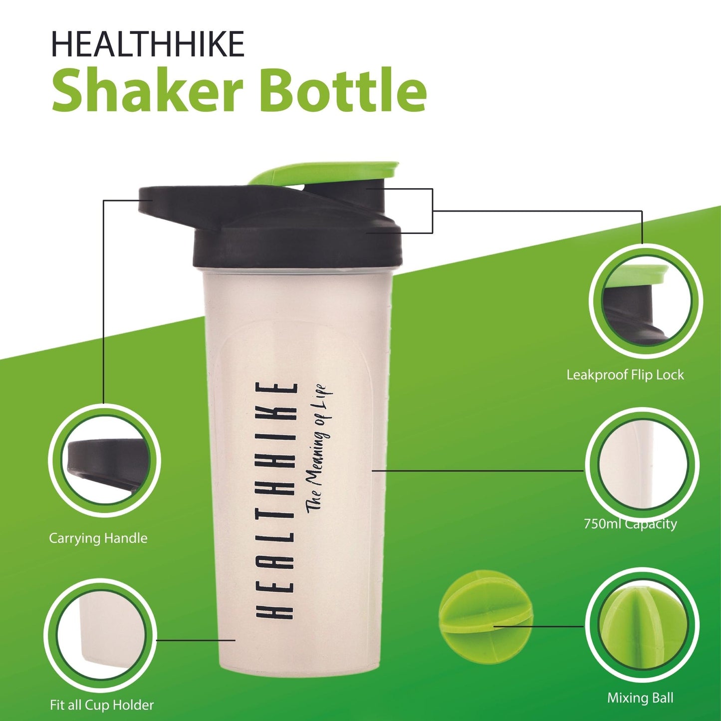 Healthhike on the go shaker bottle